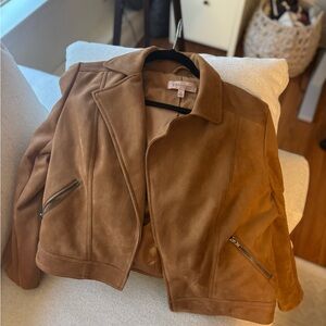 Philosophy Suede Cropped Jacket — Cognac Brown